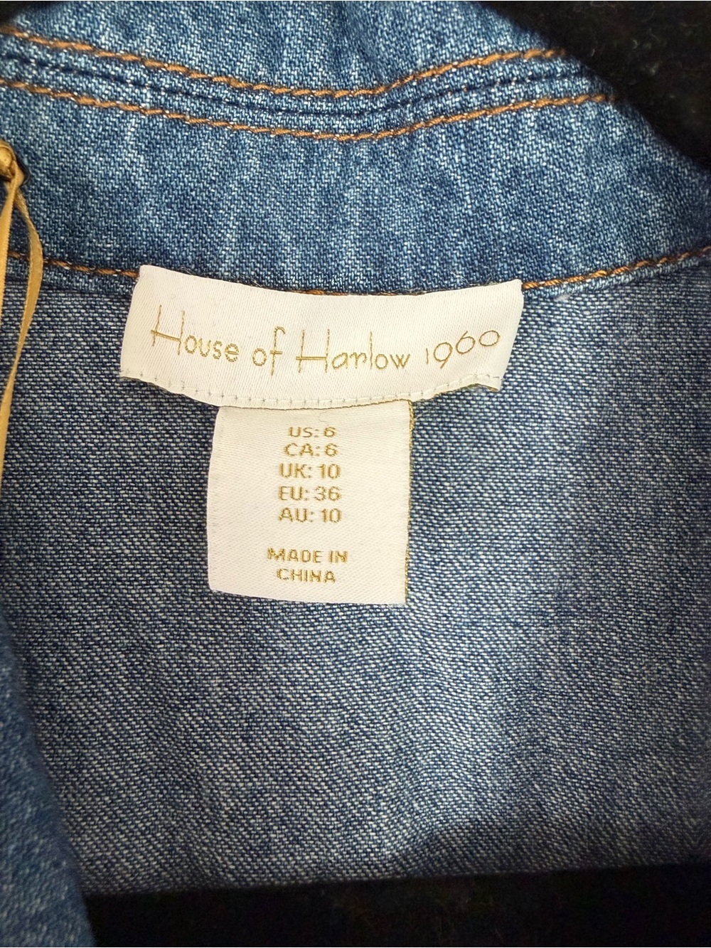 NWT House of Harlow 1960 Denim Button-Front Dress - Blue - Picture 4 of 6